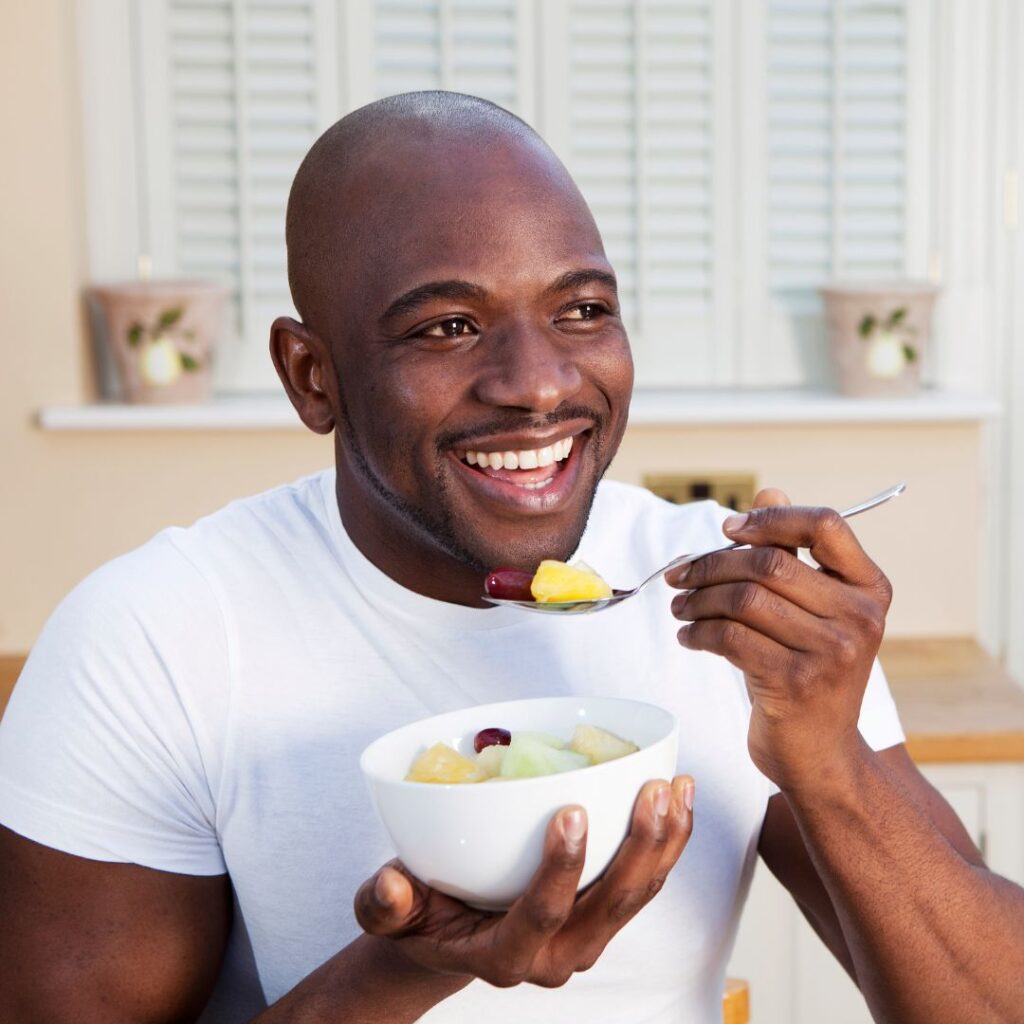 Man eating healthy