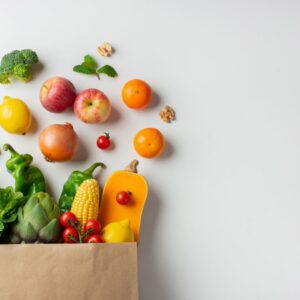 Paper bag with food in it.